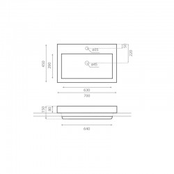Vannas istabas uzliekamā izlietne Bathco Manchester 70x45cm, 0023