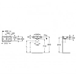 Vannas istabas izlietne Roca Meridian 45x25 cm A327248000
