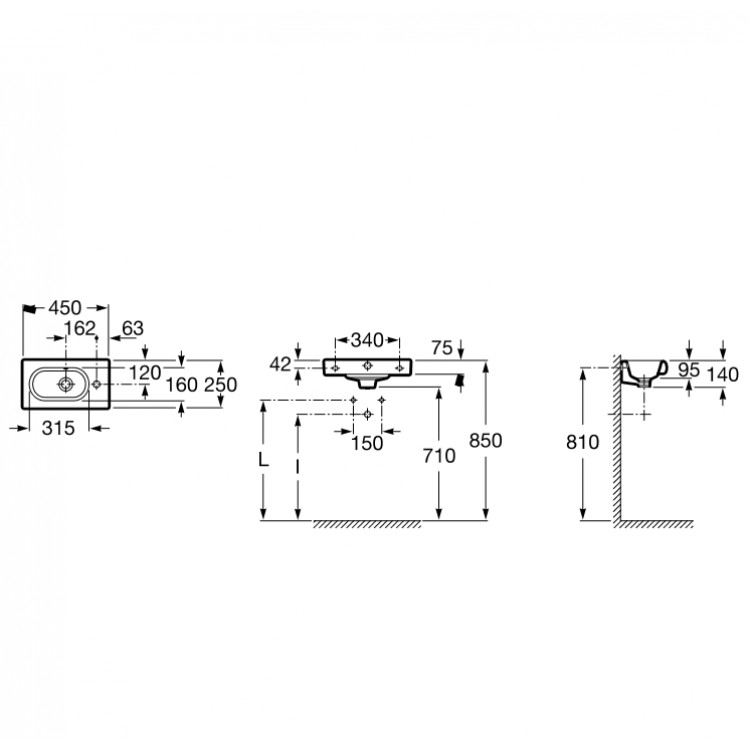 Vannas istabas izlietne Roca Meridian 45x25 cm A327248000