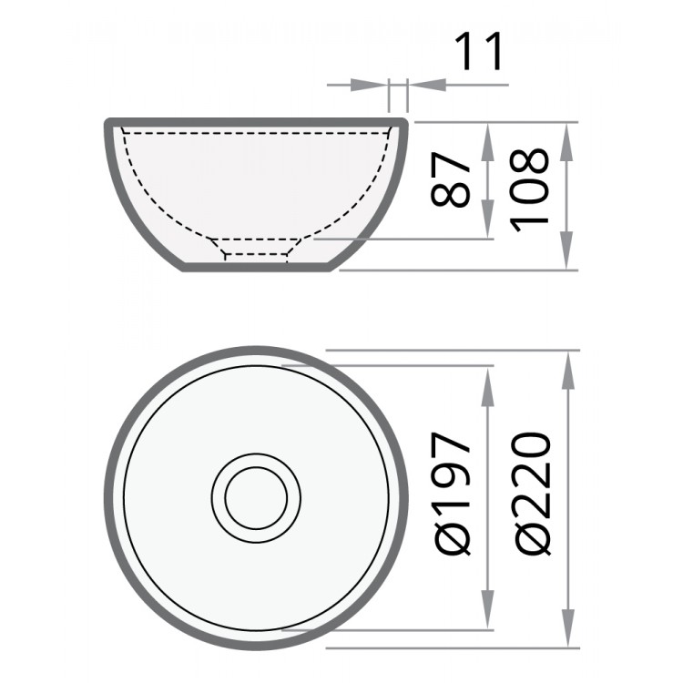 Vannas istabas uzliekamā izlietne PAA DO D=220 mm