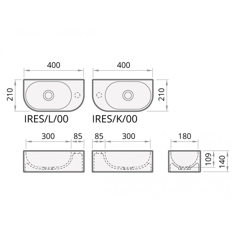 Vannas istabas uzliekamā izlietne PAA RE 400x210 mm