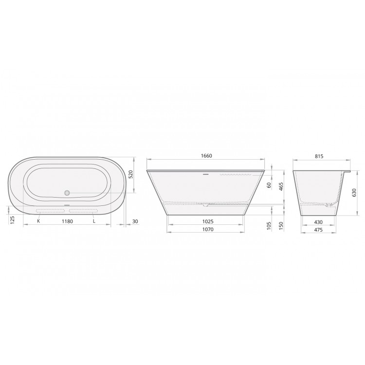 Brīvi stāvoša vanna PAA DECO RIM 1600x815, silkstone, matte caffelatte