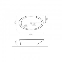 Vannas istabas uzliekamā izlietne Bathco Pure 62x37cm, 4020