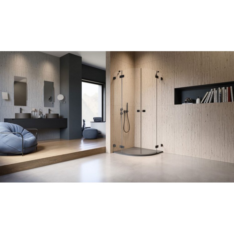 Dušas stūris pusapaļš Radaway Essenza Pro Black PDD 90x90 cm