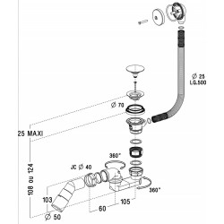 Dušas sifons dziļajiem paliktņiem Radaway B602R Click-Clack