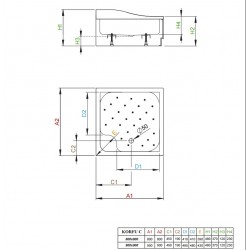 Dušas paliktnis dziļais Radaway KORFU C 800x800, balts