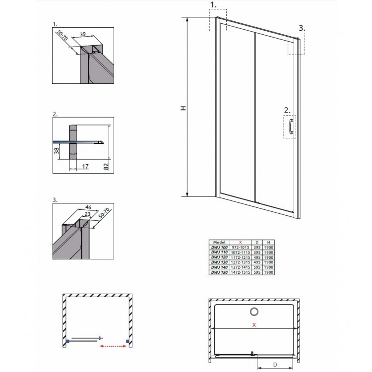 Dušas durvis Radaway Premium Plus DWJ 150cm