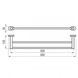 Dvieļu turētājs dubultais Ravak Chrome 66 cm, hroms CR 320.00