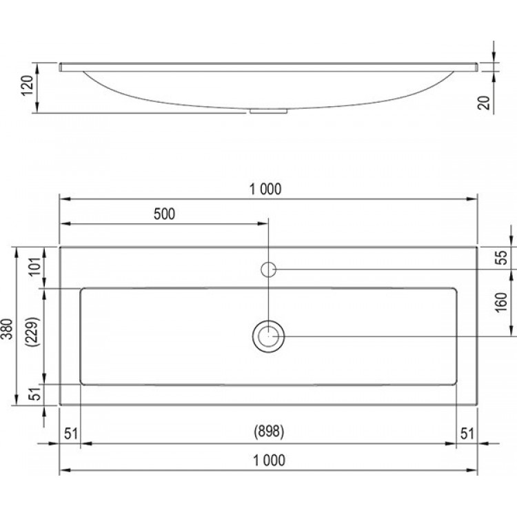 Izlietne skapītim Ravak Clear 100x38cm, XJJ01110000