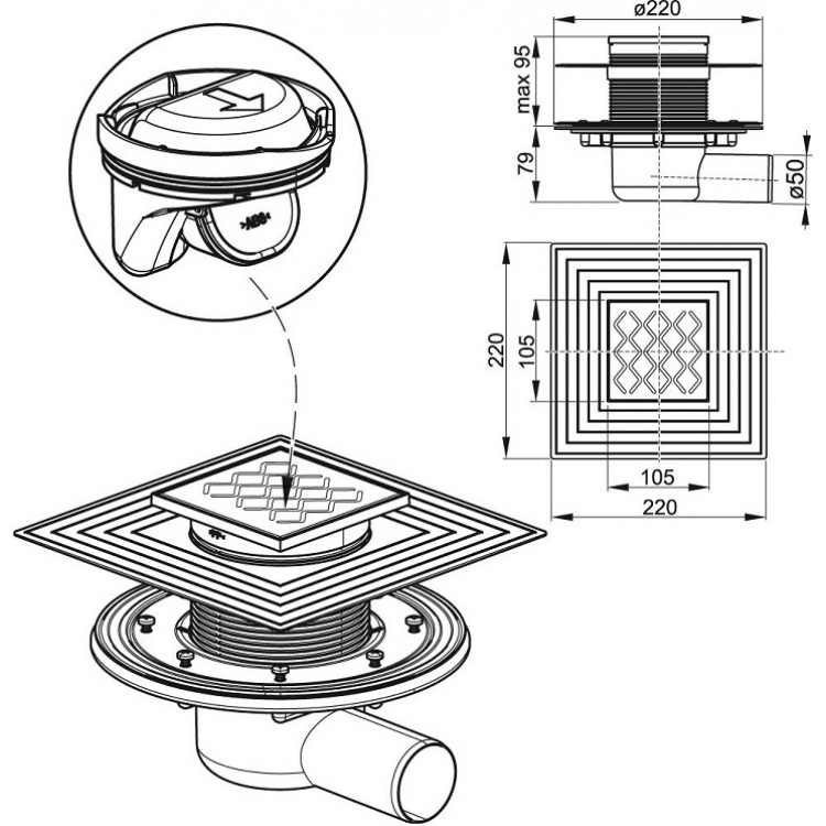 Traps RAVAK SN 501 105mm