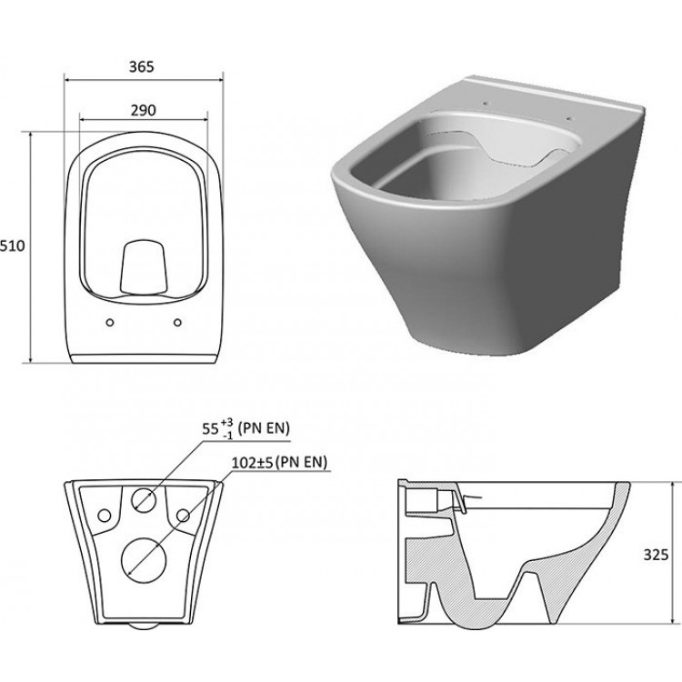 Tualetes pods piekaramais Ravak Classic RimOff, balts X01671