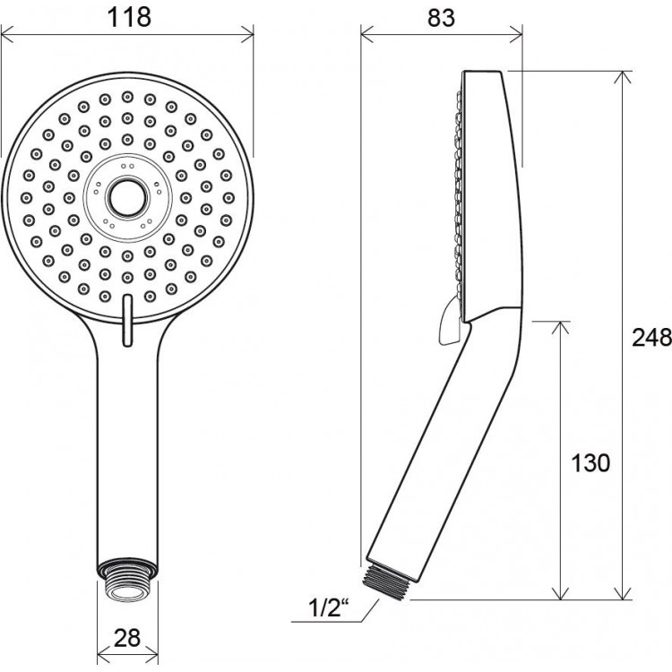 Rokas duša RAVAK 3 poz., hroms 956.00