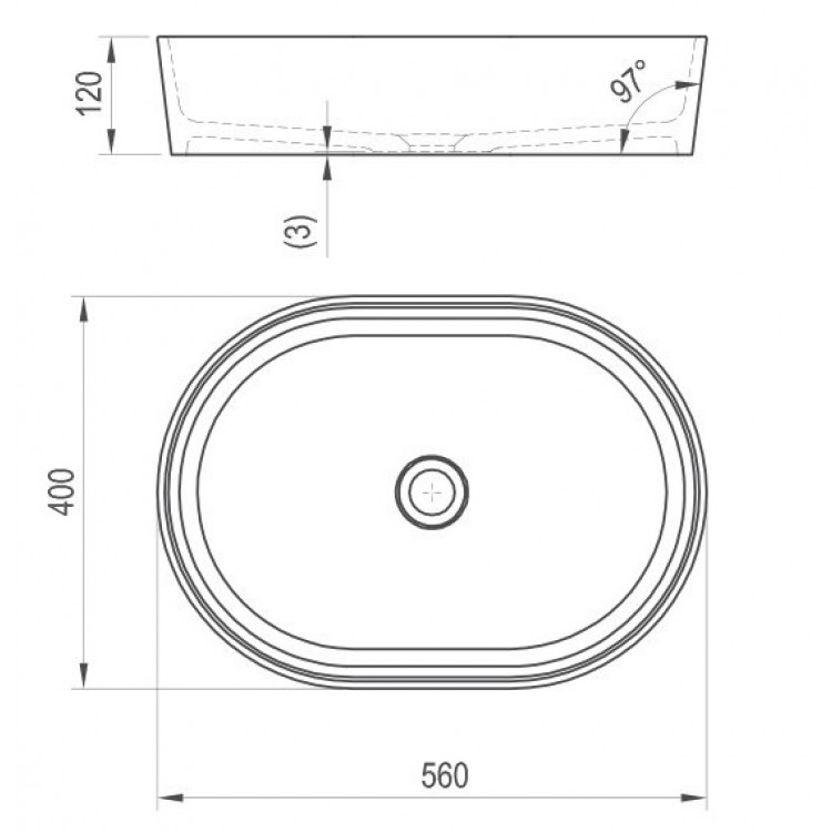 Vannas istabas uzliekamā izlietne Ravak MOON 2 56x40cm