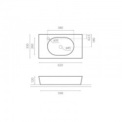 Vannas istabas uzliekamā izlietne Bathco Rimini 62x35cm, 0025