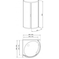 Dušas stūris pusapaļš Radaway Dolphi Premium Plus B 90
