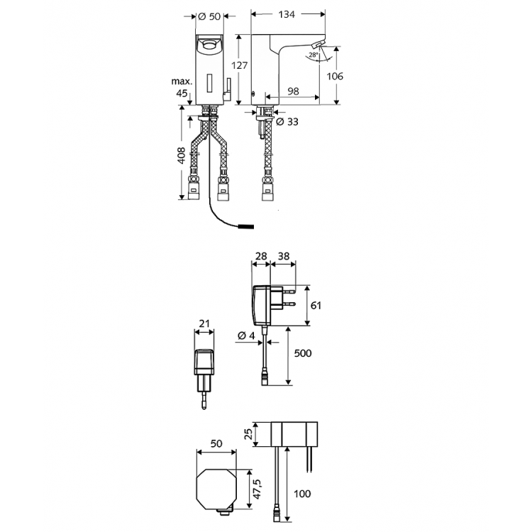 Izlietnes maisītājs SCHELL CelisE 220V, 012290699