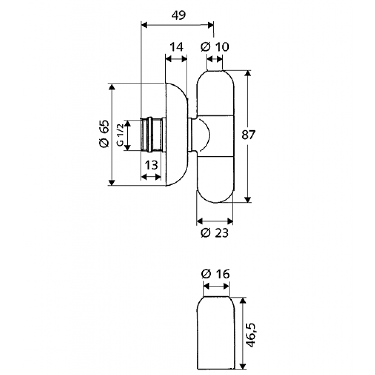 Stūra ventīlis SCHELL Rondo 1/2 x 3/8(10), hromēts 051520699