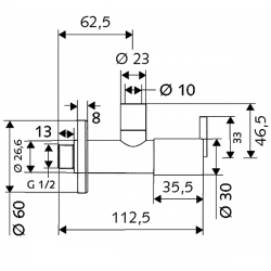 Stūra ventīlis SCHELL Puris 1/2 x 3/8(10), hromēts 053110699