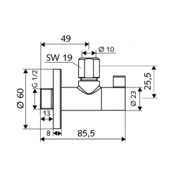 Stūra ventīlis SCHELL Wing 1/2 x 3/8(10), hromēts 053920699