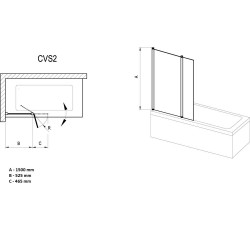 Vannas sieniņa RAVAK Chrome CVS2-100 L, melna