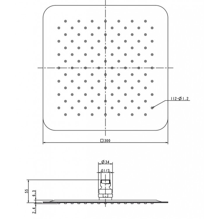 Dušas galva RAVAK 30x30cm, hroms X07P016
