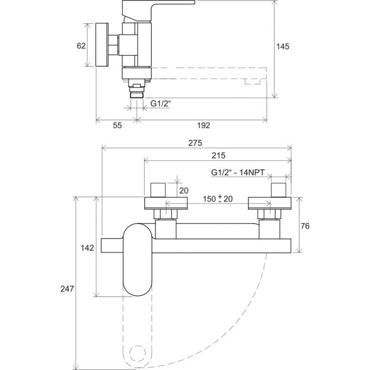 Vannas un dušas maisītājs RAVAK Chrome CR 022.20BL, melns X070431