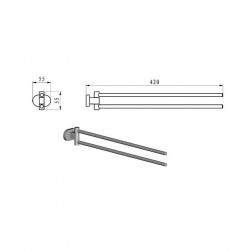 Dvieļu turētājs grozāms Ravak Chrome 42cm, hroms CR 340.00