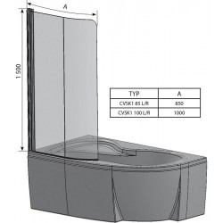 Vannas sieniņa Ravak Rosa CVSK1 140/150