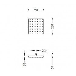 Dušas galva TRES Antilime 25x25 cm, hroms 13413826