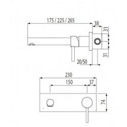 Izlietnes maisītājs no sienas ALPLUS-TRES, hroms 20320001