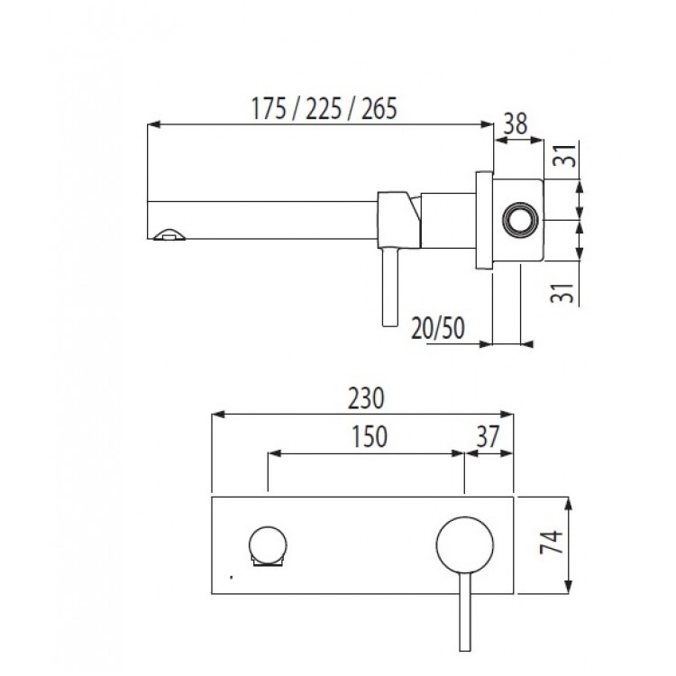 Izlietnes maisītājs no sienas ALPLUS-TRES, hroms 20320002