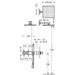 Termostata dušas sistēma TRES Shower Space 20725201