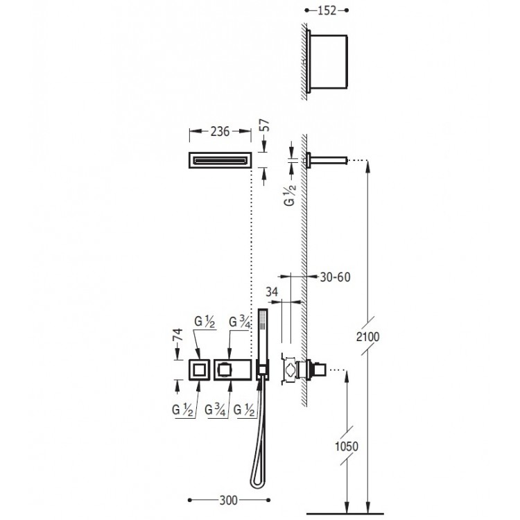 Termostata dušas sistēma TRES Shower Space 20725203