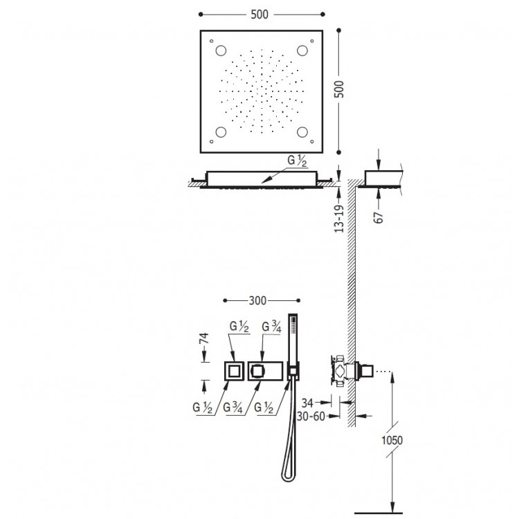 Termostata dušas sistēma TRES Shower Space 20725205