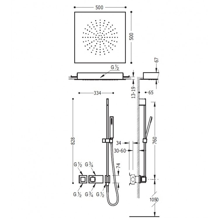 Termostata dušas sistēma TRES Shower Space 20725209