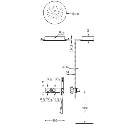 Termostata dušas sistēma TRES Shower Space 20735204