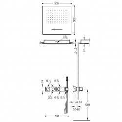 Termostata dušas sistēma TRES Shower Space 20735303