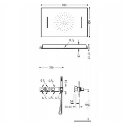 Termostata dušas sistēma TRES Shower Space 20735403