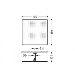 Dušas galva TRES Antilime ar turētāju 45x45 cm, hroms 29943205