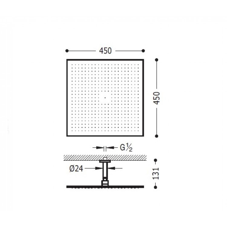 Dušas galva TRES Antilime ar turētāju 45x45 cm, hroms 29943205