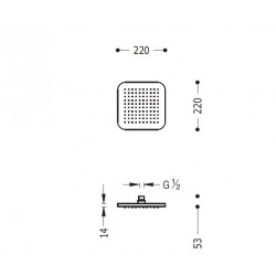Dušas galva TRES Antilime 22x22 cm, hroms 29963206
