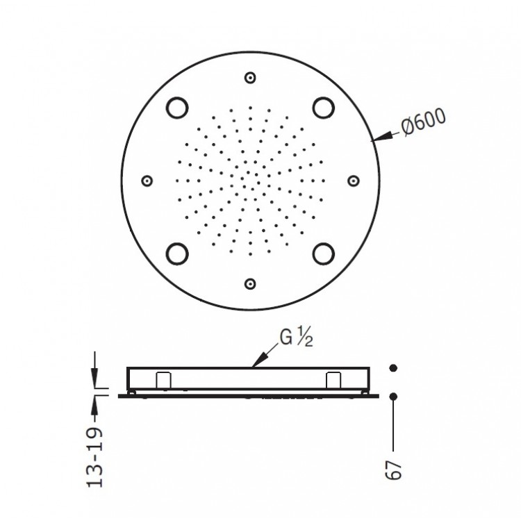 Dušas galva TRES Chromotherapy D60 cm, hroms 29995801