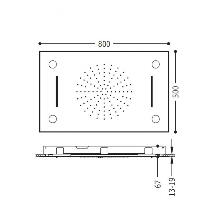 Dušas galva TRES Chromotherapy 50x80 cm, hroms 29996501