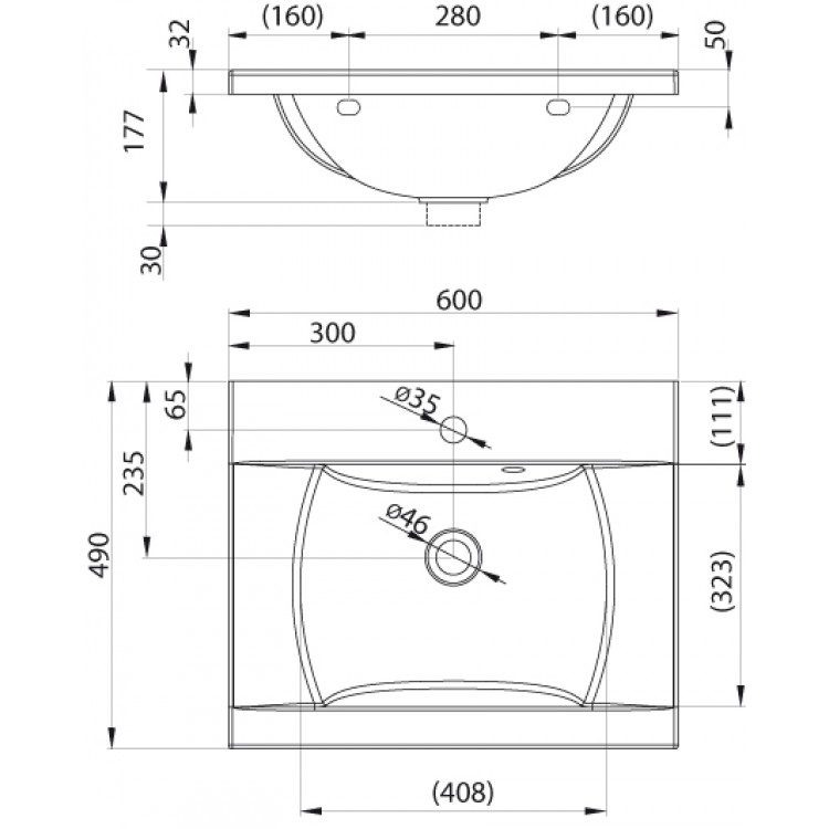 Vannas istabas izlietne RAVAK Classic 60 cm