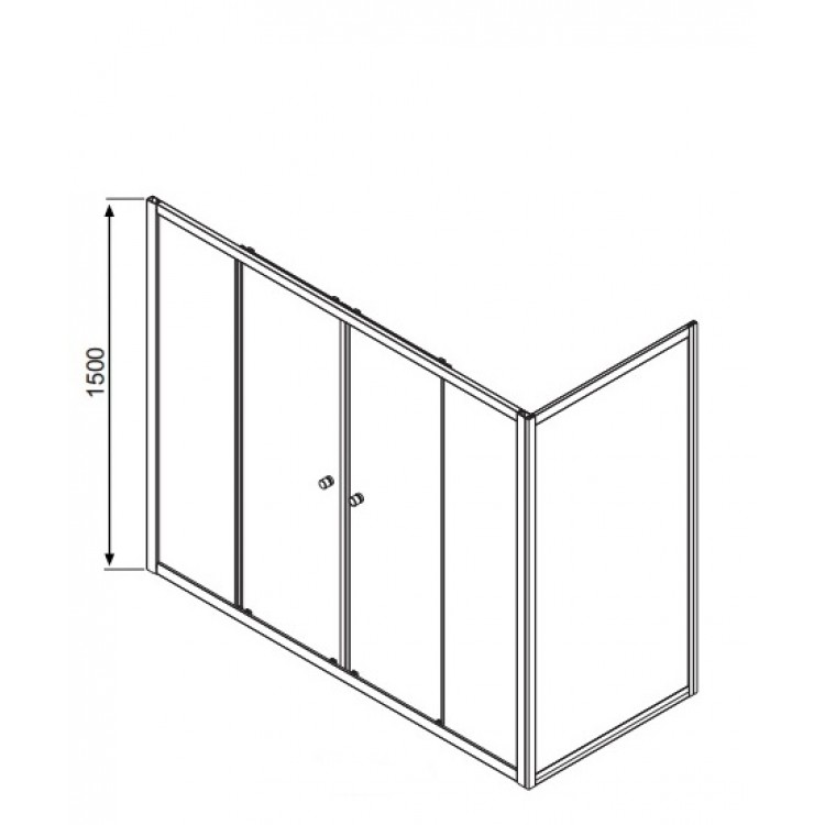 Vannas sieniņa ar bīdāmām durvīm Radaway Vesta DWD+S 160x75cm