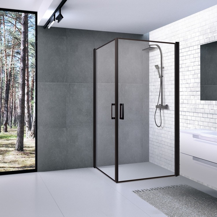 Dušas stūris kvadrātveida Baltijos Brasta VIKTORIJA Nero Frame 90x90cm
