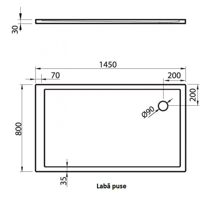 Dušas paliktnis taisnstūra Vispool QZ-145 1450x800mm