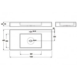 Vannas istabas izlietne Vispool F-1000 100x45 cm, balta