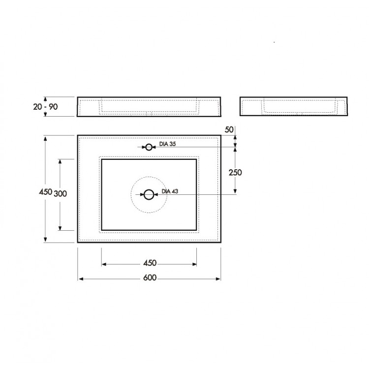 Vannas istabas izlietne Vispool F-600 60x45 cm, balta
