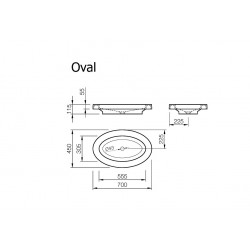 Vannas istabas uzliekamā izlietne Vispool OVAL 70x45 cm, balta